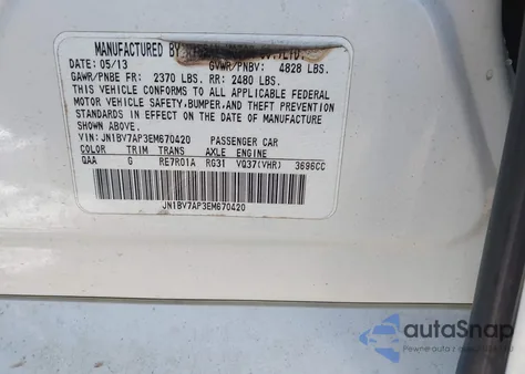 2014 Infiniti Q50 Sport z USA, uszkodzony, nr VIN JN1BV7AP3EM670420